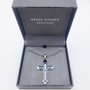 Steel Nation Jewelry Stainless Steel Cross Pendant Necklace